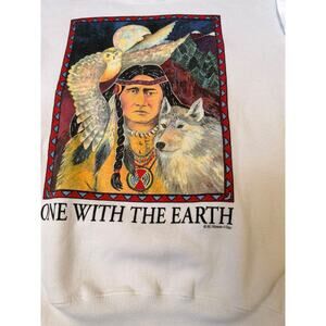 Vintage 90s Human-I-Tees Native Earth Graphic Crewneck Sweatshirt Size Youth L